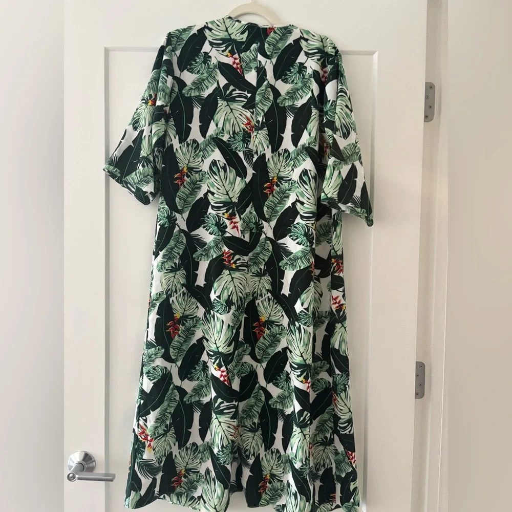 Tropical Leaf Print open cardigan / robe - Picture 4 of 5